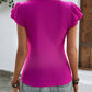 Sophia Textured Short Sleeve Ruffle Top