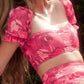 Boho Summer Floral High Waist Mini Skirt & Crop Top Outfit