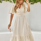Caroline Polka Dot Bohemian V Neck Midi Dress