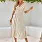 Caroline Polka Dot Bohemian V Neck Midi Dress