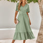 Caroline Polka Dot Bohemian V Neck Midi Dress