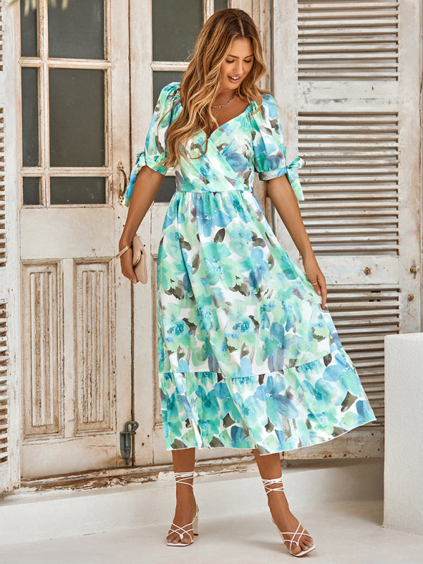 Cara Watercolor Floral Wrap Maxi Dress