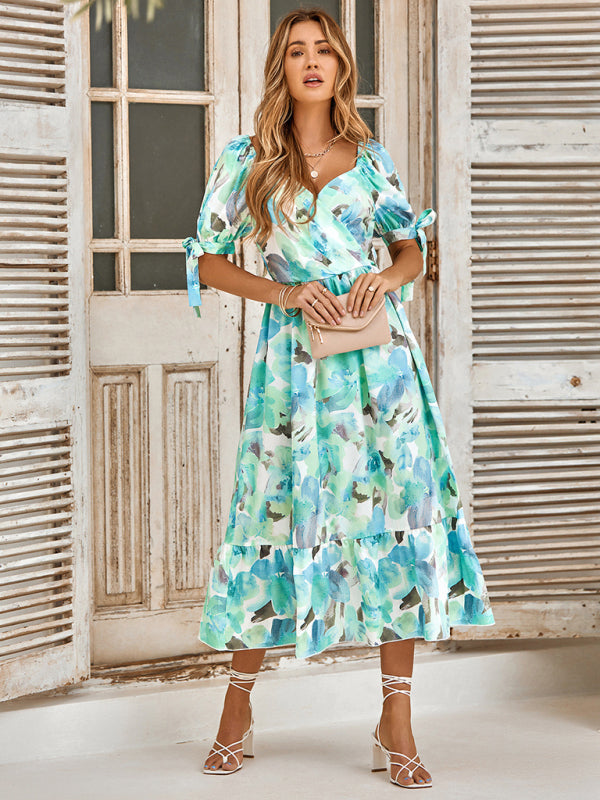 Cara Watercolor Floral Wrap Maxi Dress