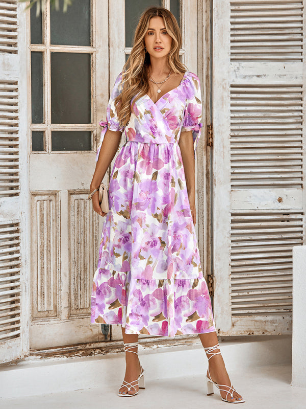 Cara Watercolor Floral Wrap Maxi Dress