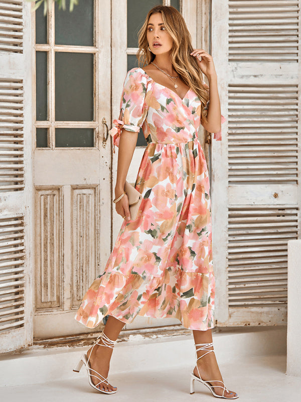Cara Watercolor Floral Wrap Maxi Dress