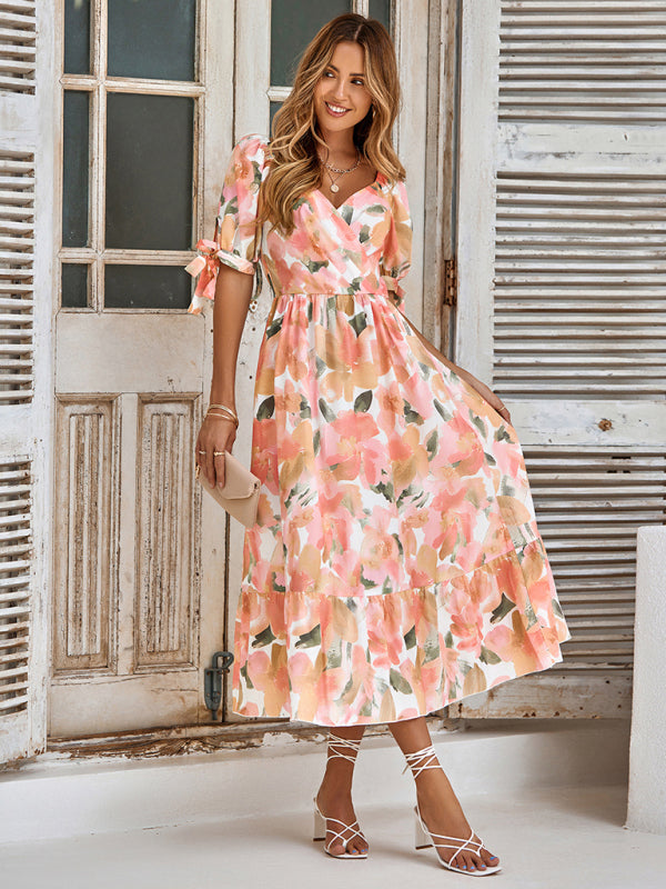 Cara Watercolor Floral Wrap Maxi Dress