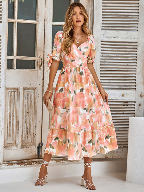 Cara Watercolor Floral Wrap Maxi Dress