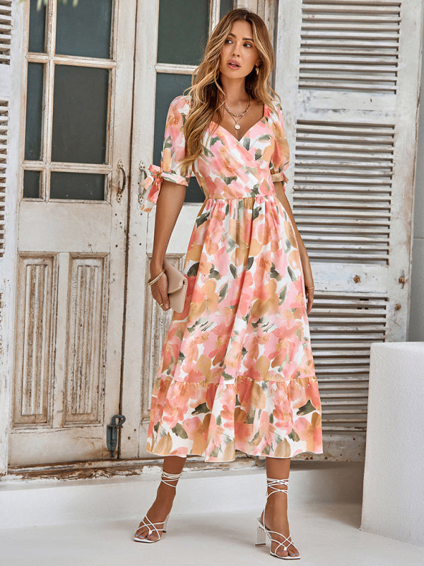 Cara Watercolor Floral Wrap Maxi Dress