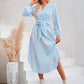 Devin Bohemian Striped Tie Waist Shirt Dress