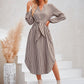Devin Bohemian Striped Tie Waist Shirt Dress