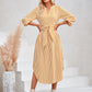 Devin Bohemian Striped Tie Waist Shirt Dress