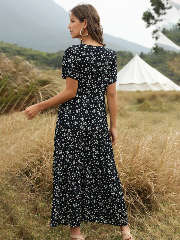 Kaitlyn Floral Ruffle Bohemian Maxi Dress