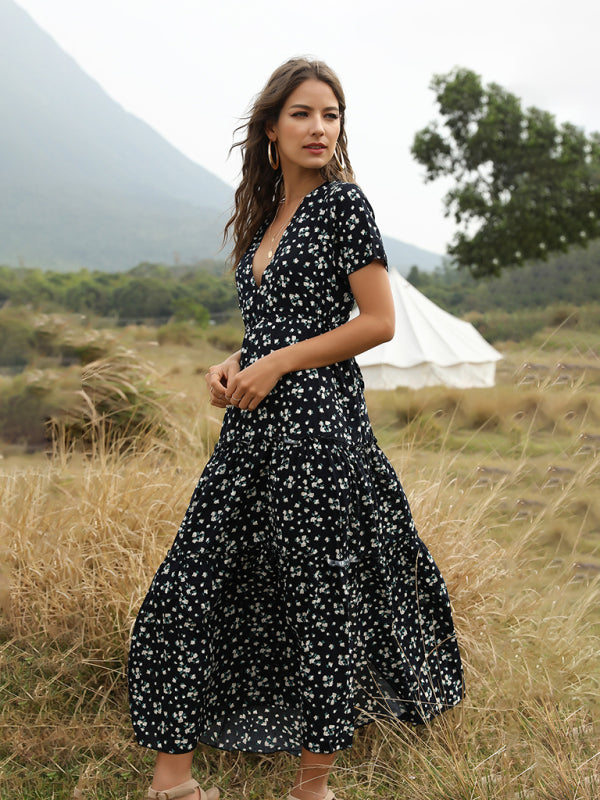 Kaitlyn Floral Ruffle Bohemian Maxi Dress