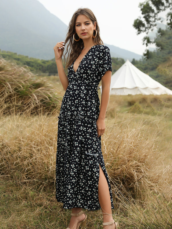 Kaitlyn Floral Ruffle Bohemian Maxi Dress