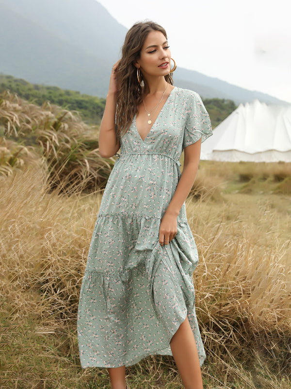 Kaitlyn Floral Ruffle Bohemian Maxi Dress