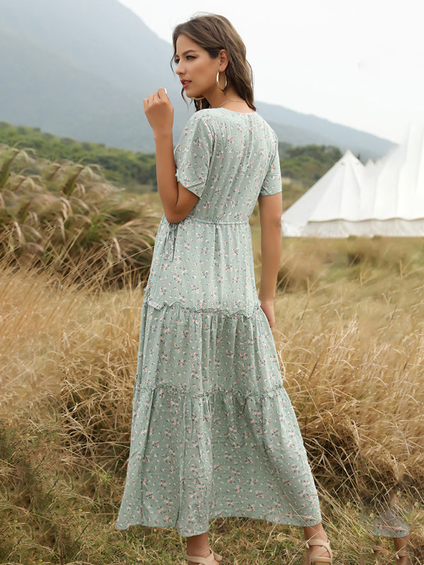 Kaitlyn Floral Ruffle Bohemian Maxi Dress