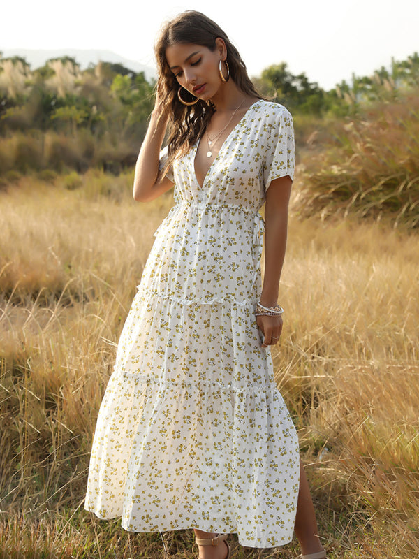 Kaitlyn Floral Ruffle Bohemian Maxi Dress