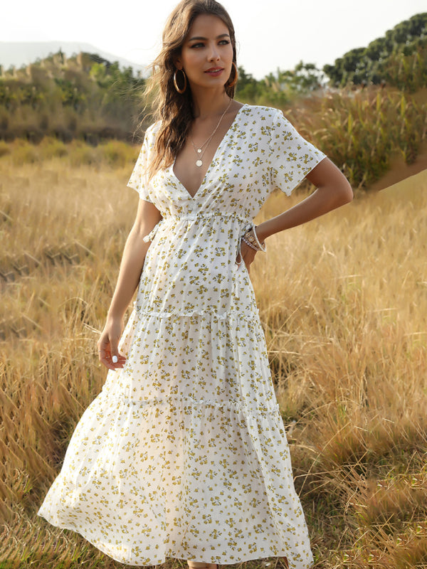 Kaitlyn Floral Ruffle Bohemian Maxi Dress