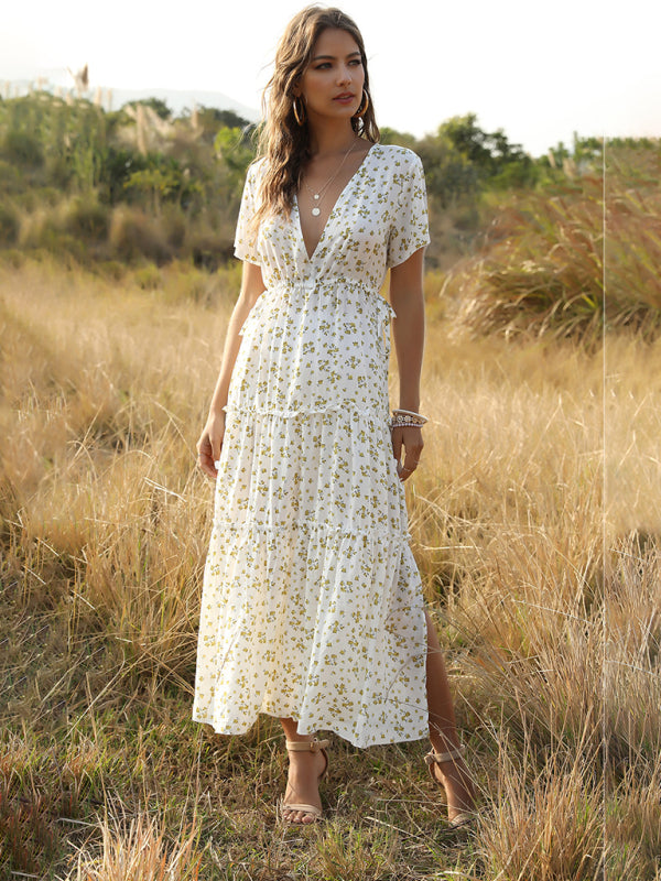 Kaitlyn Floral Ruffle Bohemian Maxi Dress