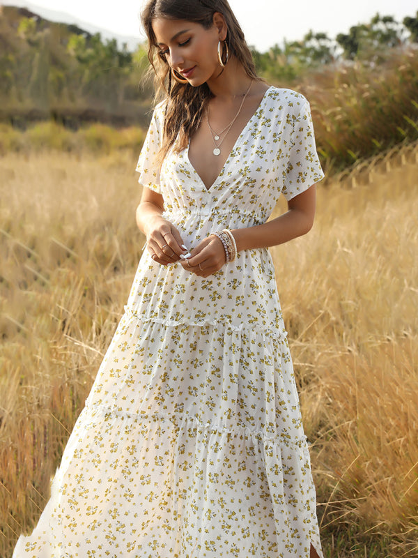Kaitlyn Floral Ruffle Bohemian Maxi Dress