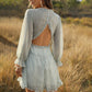 Jillian Boho Chiffon Floral Long Sleeve Mini Dress