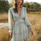 Jillian Boho Chiffon Floral Long Sleeve Mini Dress