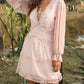 Jillian Boho Chiffon Floral Long Sleeve Mini Dress