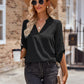 Boho Casual V Neck Rolled Sleeve Top
