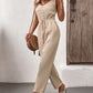 Bohemian Khaki Textured Tank Jumpsuit