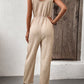 Bohemian Khaki Textured Tank Jumpsuit