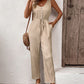 Bohemian Khaki Textured Tank Jumpsuit