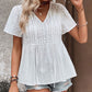 Boho White Eyelet Lace Babydoll Top