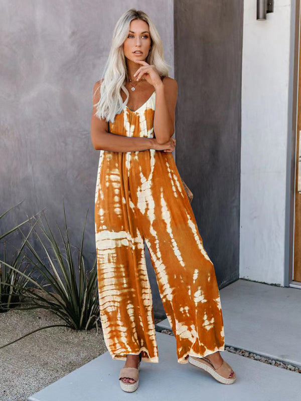 Boho Tie Dye Loose Casual Jumpsuit