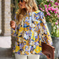 Boho Floral Lace Trim Lantern Long Sleeve Summer Blouse