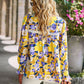 Boho Floral Lace Trim Lantern Long Sleeve Summer Blouse