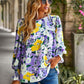 Boho Floral Lace Trim Lantern Long Sleeve Summer Blouse