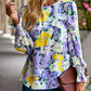 Boho Floral Lace Trim Lantern Long Sleeve Summer Blouse