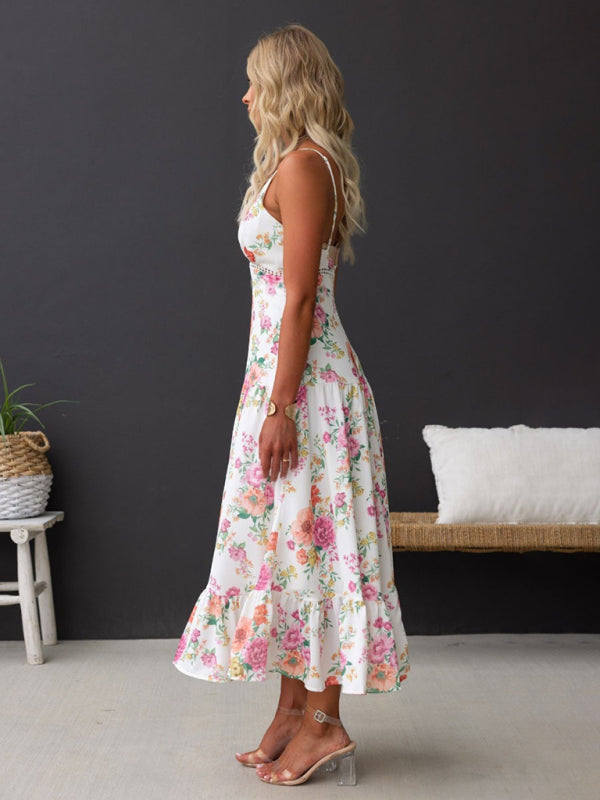 Destiny Lace Waist Panel Floral Midi Dress