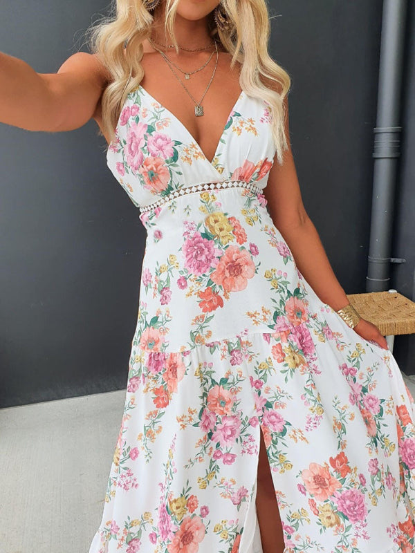 Destiny Lace Waist Panel Floral Midi Dress