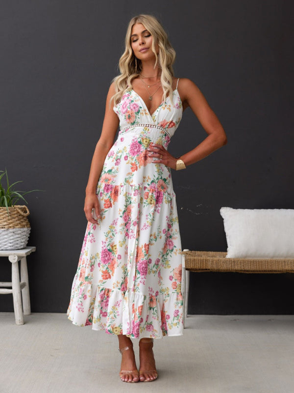 Destiny Lace Waist Panel Floral Midi Dress