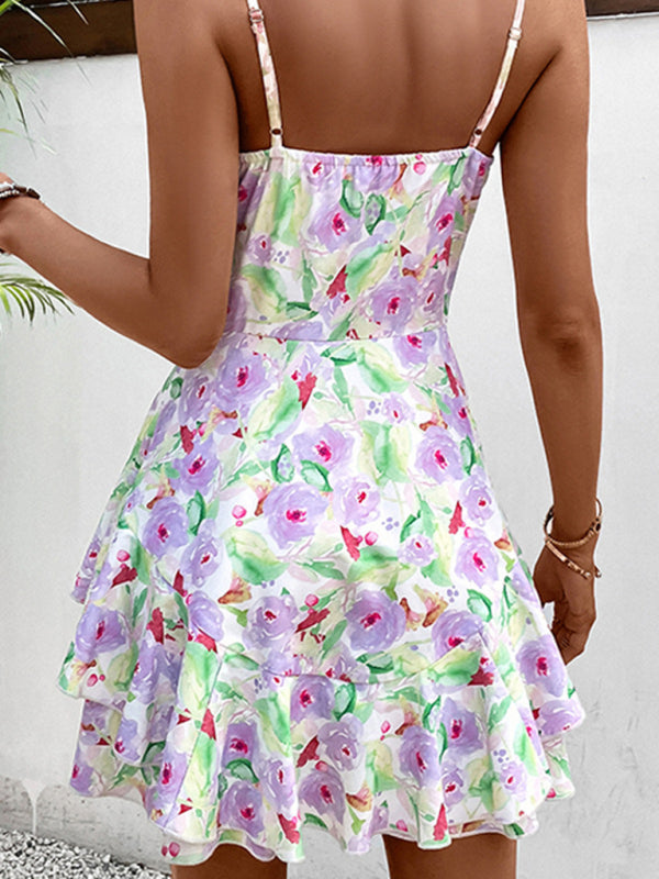 Darcy Bohemian Floral Painting Flounce Mini Dress