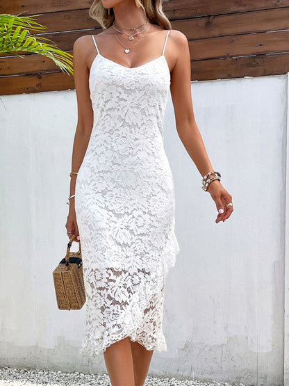 Jessica White Bohemian Lace Elegant Evening Midi Dress