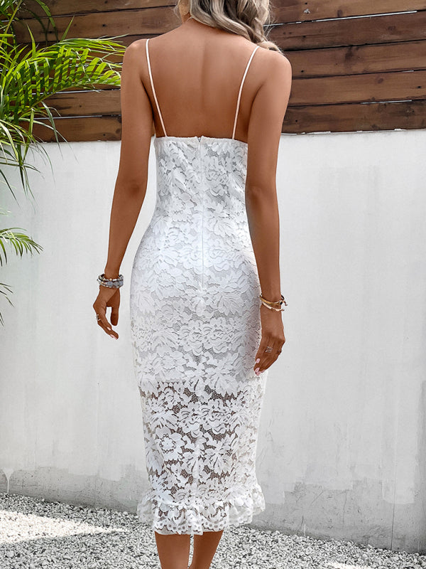 Jessica White Bohemian Lace Elegant Evening Midi Dress