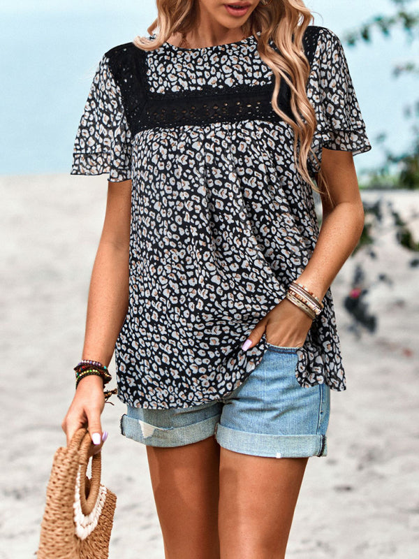 Boho Floral and Lace Casual Blouse