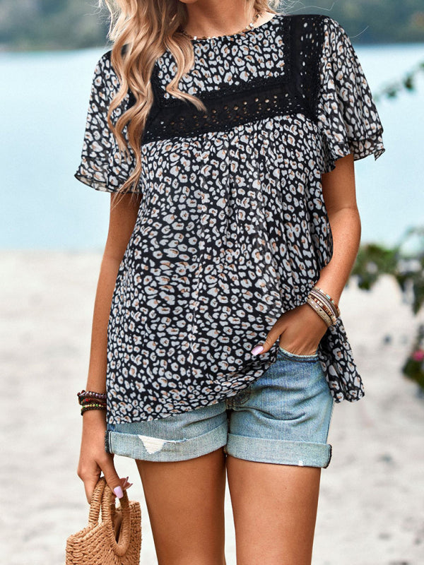 Boho Floral and Lace Casual Blouse