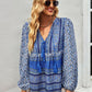 Boho Paisley Long Sleeve Babydoll Blouse