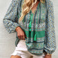 Boho Paisley Long Sleeve Babydoll Blouse