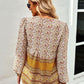 Boho Paisley Long Sleeve Babydoll Blouse
