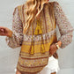 Boho Paisley Long Sleeve Babydoll Blouse