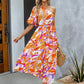 Callie Boho Botanical One Shoulder Puff Sleeve Maxi Dress